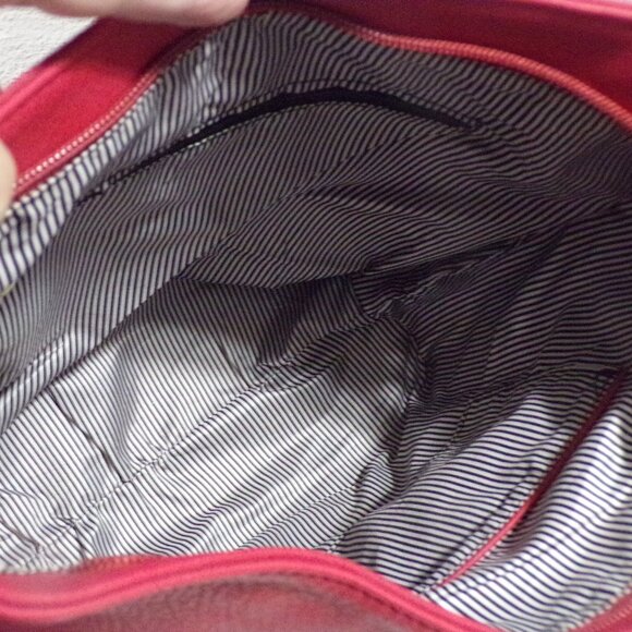 Red With Fringe Shoulder Bag with Gold Accents and Detachable Change Purse Zip - Picture 7 of 9